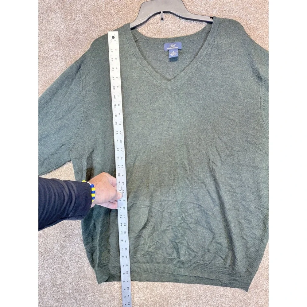 Brooks‎ Brothers 346 Sweater Mens XL Green V Neck Merino Wool Blend Pullover